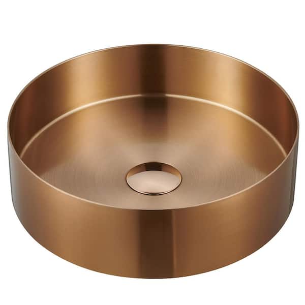 Karran CCV200 14-1/4 in . Stainless Steel Vessel Bathroom Sink in Brown Brushed Copper