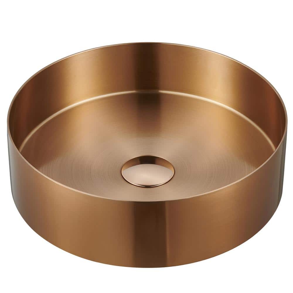 CCV200 14-1/4 in . Stainless Steel Vessel Bathroom Sink in Brown Brushed Co