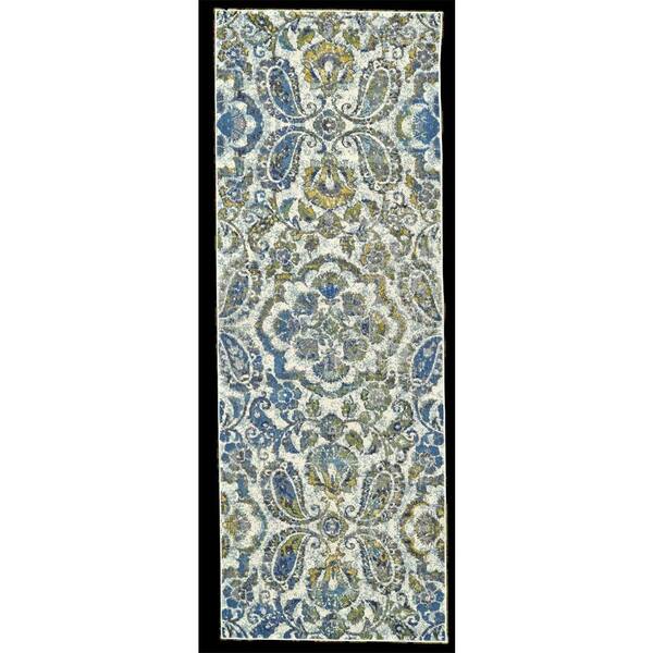 Weave & Wander Omari Azure 2 ft. x 11 ft. Abstract Runner Rug
