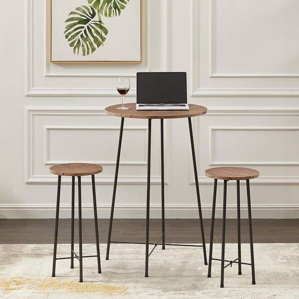 沸騰ブラドン Brown Round in. 23.6 Set Table Dining VECELO Bistro top Wood その他