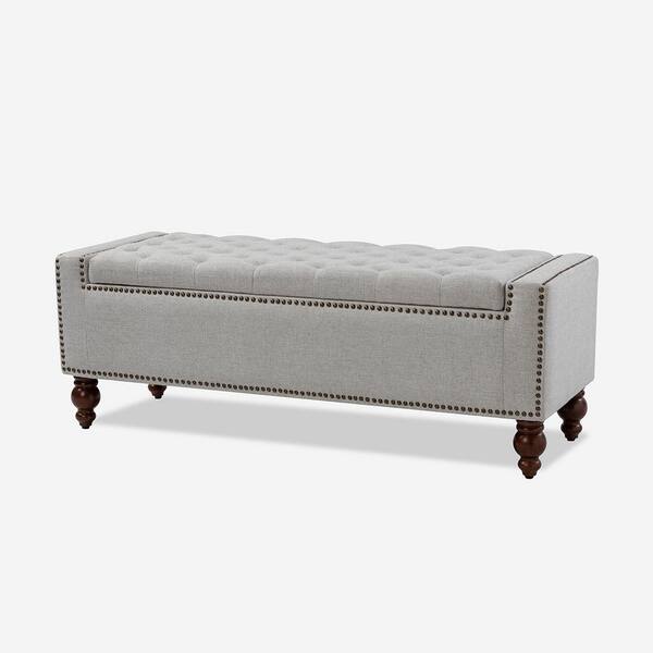JAYDEN CREATION Eduard Oatmeal Classic Style Upholstered Flip Top