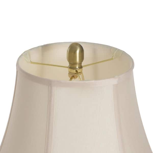 StyleCraft 62 in. Antique Brass Floor Lamp with White Fabric Shade