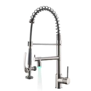 Single Handle High Arc Pull Out Sprayer Kitchen Faucet in Brushed Nickel