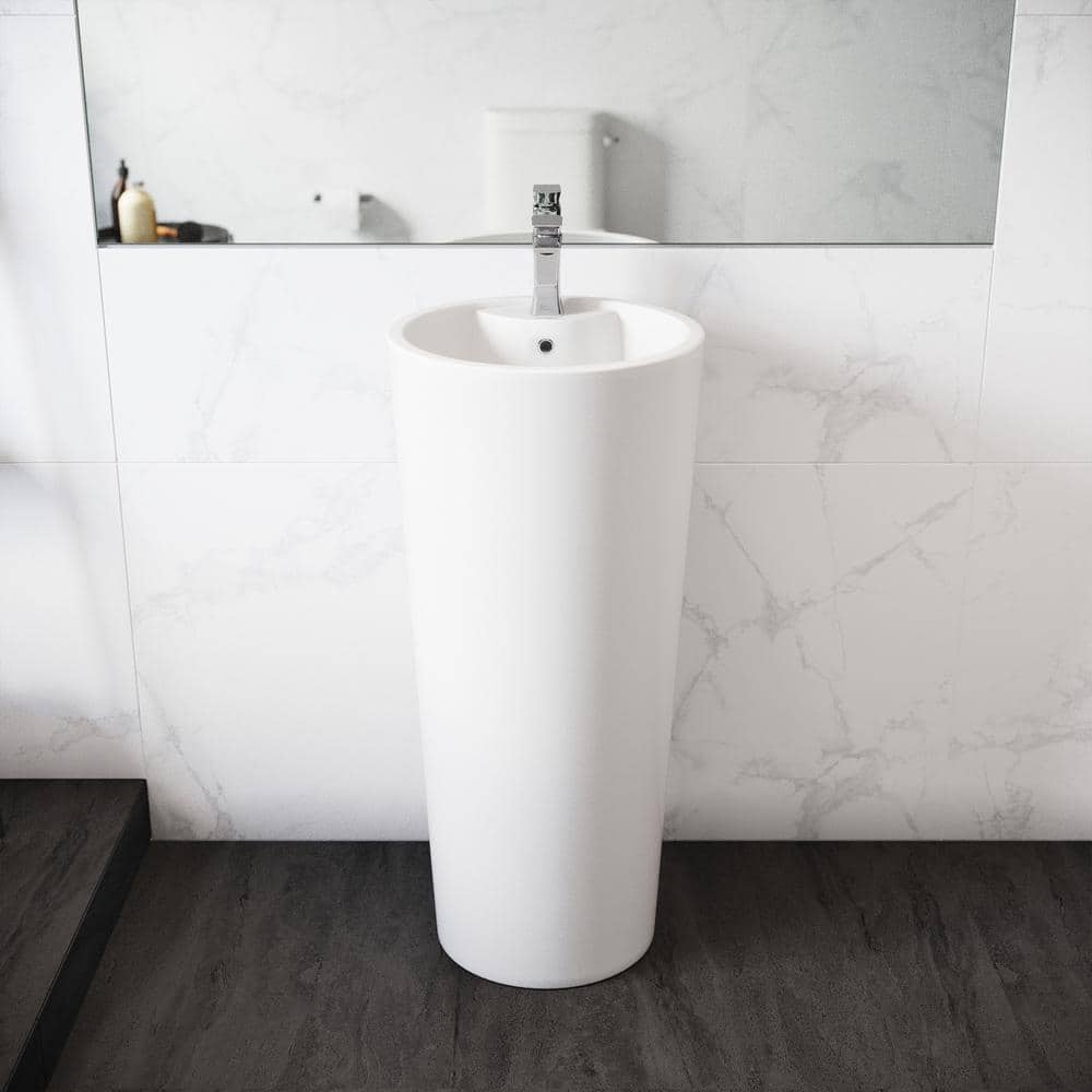 Glossy White Monaco 33.5" Ceramic Pedestal Bathroom Sink