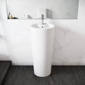 Monaco Circular Basin Pedestal Sink in Glossy White