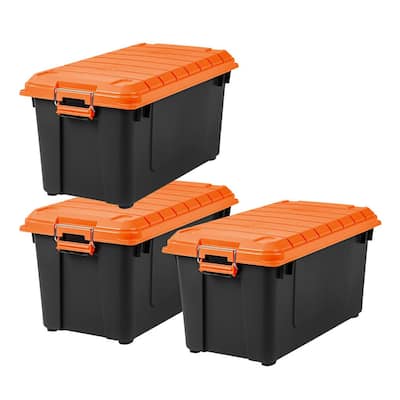 3-Pack Storage Bins with Lids, 90QT/85L Heavy Duty Storage Bins,  Weathertight Storage Containers, Trunk Organizer, Great for Garage  Storage,Outdoor