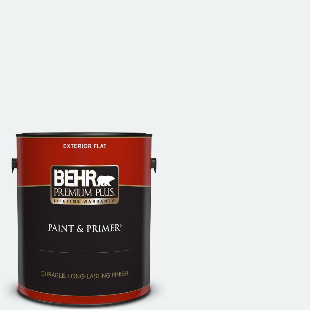 BEHR PREMIUM PLUS 1 gal. BLW10 Maui Mist Flat Exterior Paint & Primer
