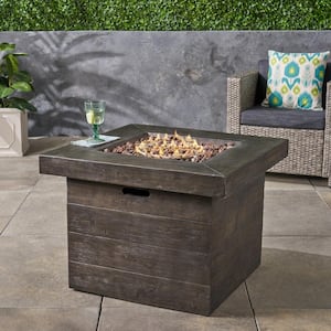 Anchorage Wood Finish Square Gas Outdoor Patio Fire Pit