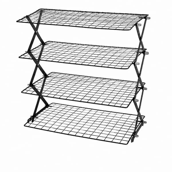 4-Tier Collapsible Non-Stick Wire Cooling Rack, Adjustable Stackable Baking Rack for Cookies, Cakes, Pies