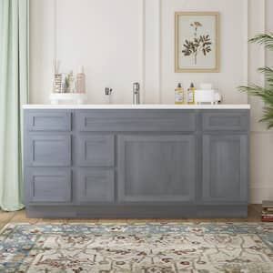 66 in. W x 21 in. D x 32.5 in. H Bath Vanity Cabinet without Top in Silver