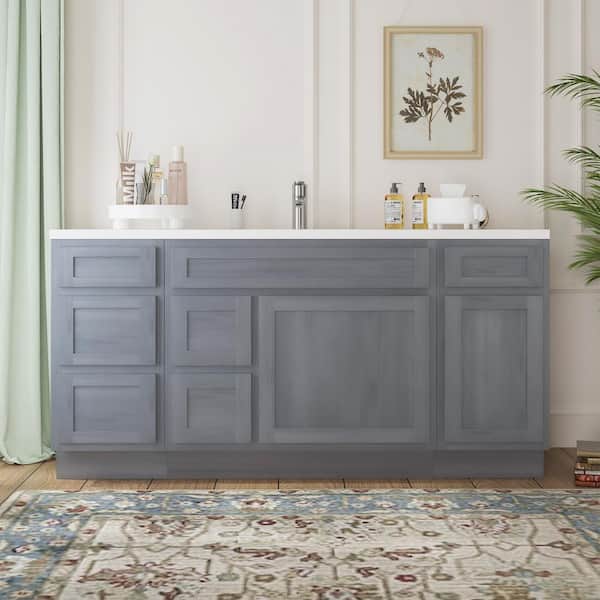 Vanity Art 66 in. W x 21 in. D x 32.5 in. H Bath Vanity Cabinet without Top in Gray