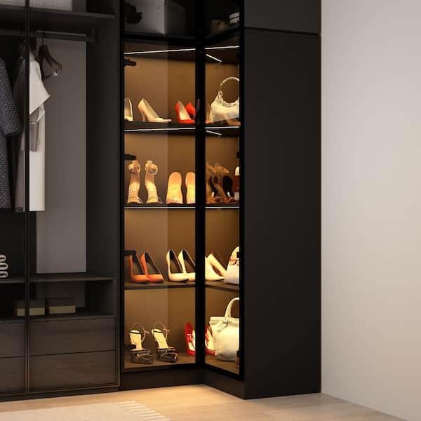 Black gloss corner wardrobe discount