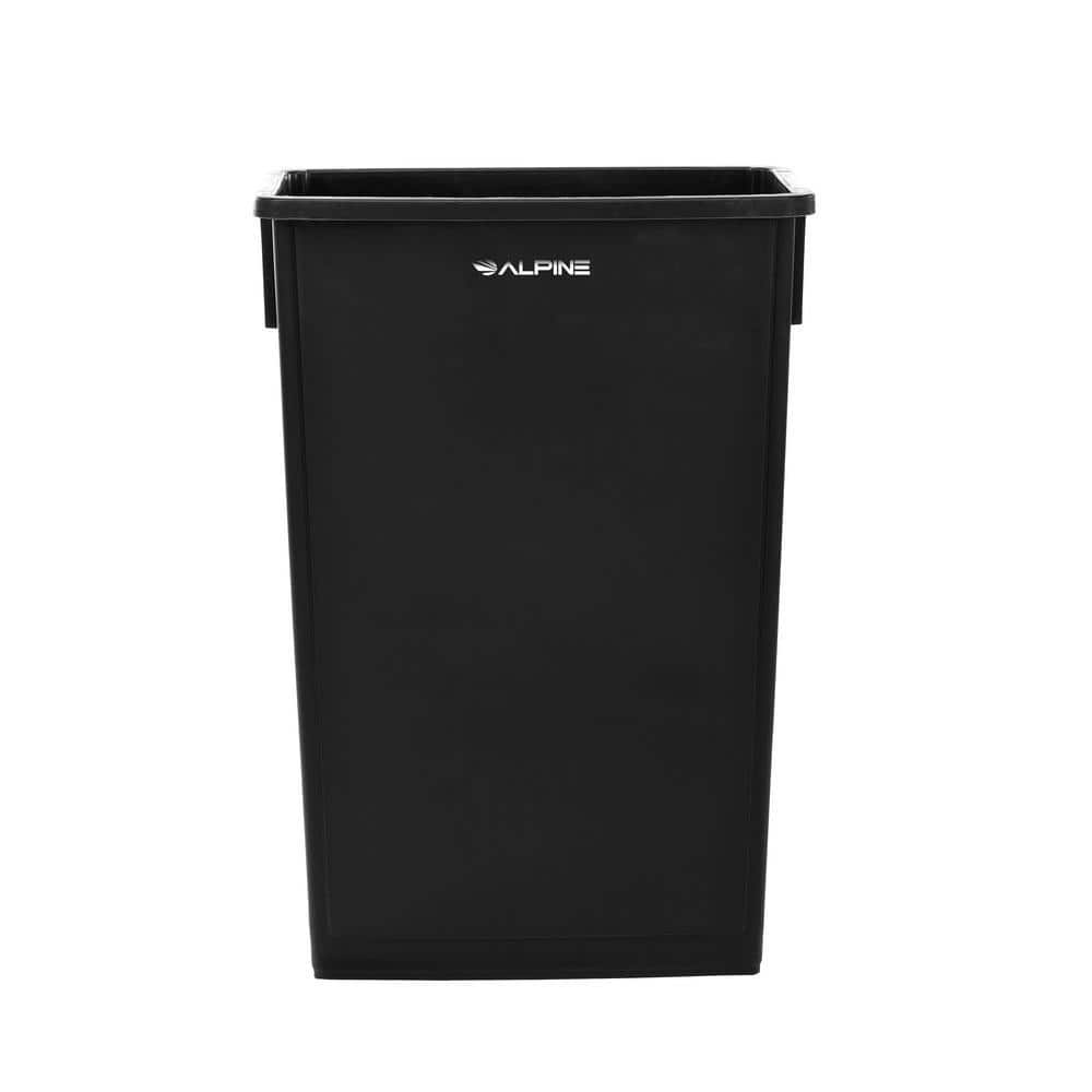 Alpine Industries 23 Gal Black Plastic Vented Slim Indoor Commercial   Alpine Industries Commercial Trash Cans 477 Blk Kit 64 1000 