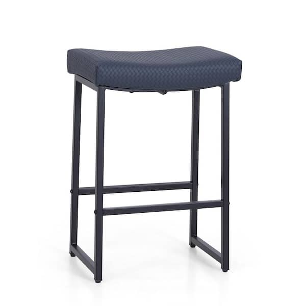 navy blue backless bar stools