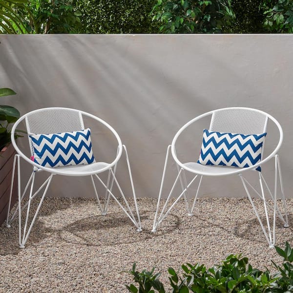 Unbranded White 2-Piece Metal Outdoor Chaise Lounge, Patio Lounge Chair for Backyard, Balcony, Porch