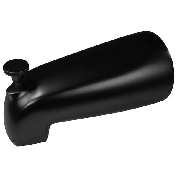Westbrass 5-1/2 in. Reach Brass Wall Mount Tub Spout with Nose Diverter, Matte Black