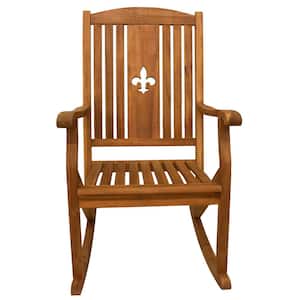 Sequoia Natural Wood Fleur-De-Lis Outdoor Rocking Chair
