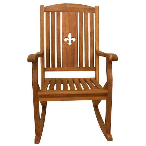 Leigh Country Sequoia Natural Wood Fleur-De-Lis Outdoor Rocking Chair