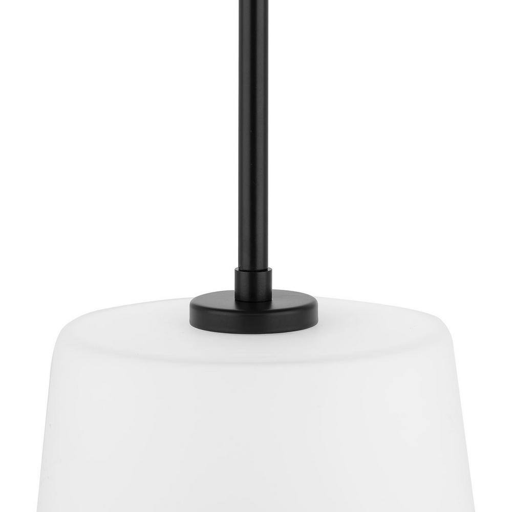 Clarion Matte Black Glass Pendant Light with Etched Shade