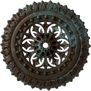 1-1/2 in. x 18-1/2 in. x 18-1/2 in. Polyurethane Sellek Ceiling Medallion Moulding, Bronze Blue Patina