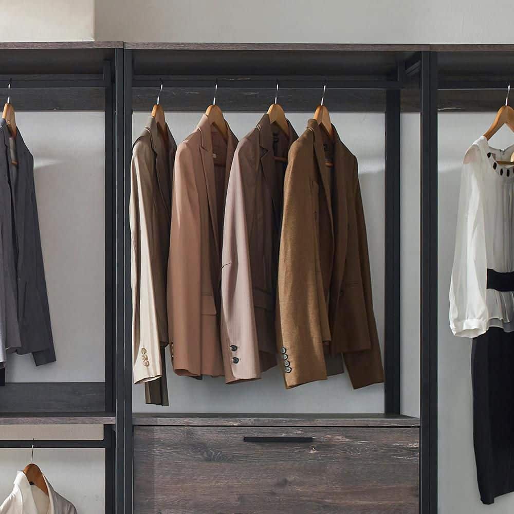 Monica Black and Rustic Gray Wood Walk-In Closet System