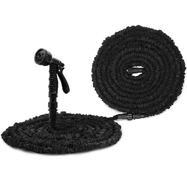 3/4 in. x 50 ft. Standard Expandable Water Hose (2-Pack x 50 ft. ) with 7-Pattern Spray Nozzles, Black