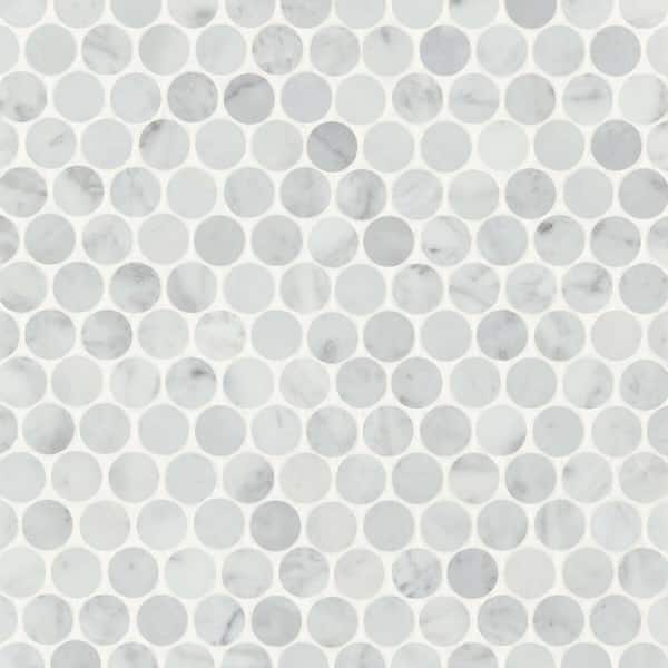Monet Circle 11 in. x 11 in. Honed White Carrara Marble Mosaic Tile (4.59 sq. ft./Carton)