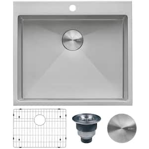 Forma 25 in. x 22 in. x 12 in. Deep 16-Gauge Stainless Steel Drop-in Single Bowl Tight Radius Laundry Utility Sink