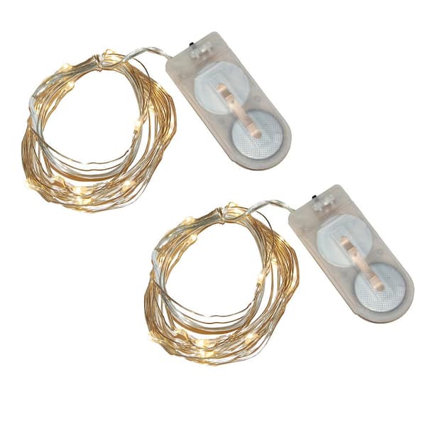 40-Light Mini Battery Operated Waterproof String Lights in Warm White (2-Count)