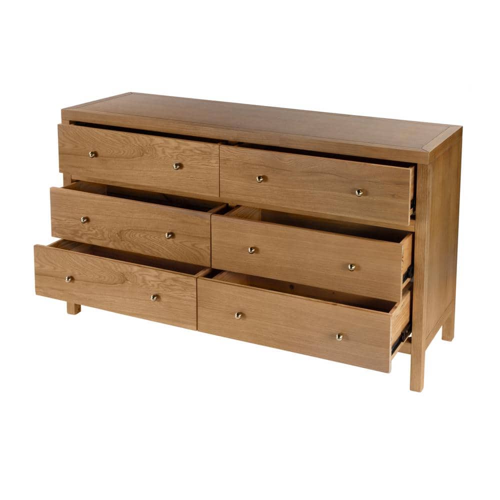 Celine Natural Wood 6-Drawer Wide Dresser