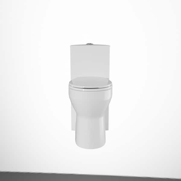 1-Piece Toilet 19 in. Tall Toilet 1.0/1.28 GPF Dual Flush Elongated Toilet in White with Soft Close ADA Toilet