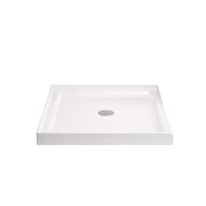 36 in. L x 36 in. W W Corner Single Threshold Shower Pan Base with Center Drain in White