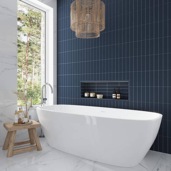 Arte Blue 0.47 in. x 7.87 in. Matte Ceramic Pencil Tile Trims (0.3 sq. ft./case) (10-pack)