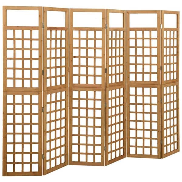 70.9 in. Brown 6-Panel Foldable Screen Room Divider