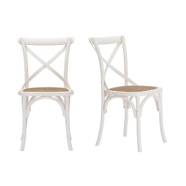 Home Decorators Collection Mavery Ivory, White Wooden Cross Back Dining Chairs