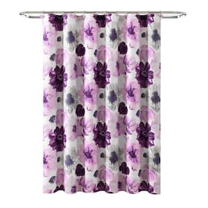 72 in. x 72 in. Leah Shower Curtain Gray/Purple Single