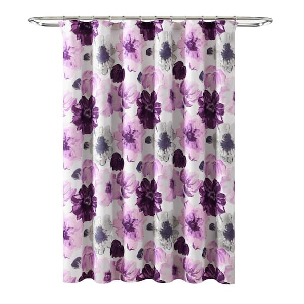 Lush Decor 72 in. x 72 in. Leah Shower Curtain Gray/Purple Single