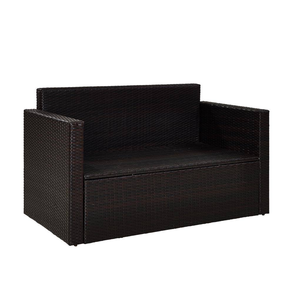 Palm Harbor Brown Wicker Loveseat with Sand Cushions