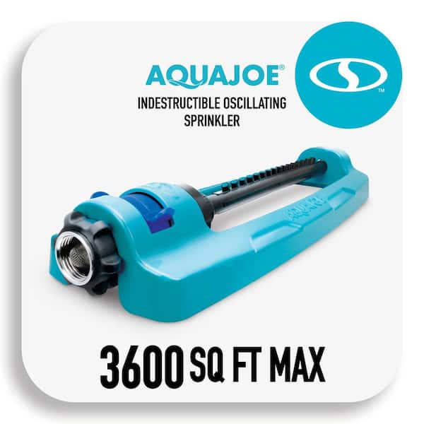 AQUA JOE Indestructible Metal Base Oscillating Sprinkler with Adjustable Spray