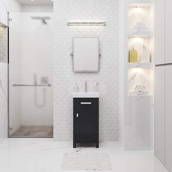 Water Creation Mia 18 in. W x 13 in. D Bath Vanity in Espresso with Ceramics Vanity Top in White with White Basin and Faucet