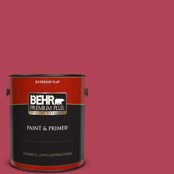 BEHR PREMIUM PLUS 1 gal. #130B-7 Cherry Wine Flat Exterior Paint & Primer