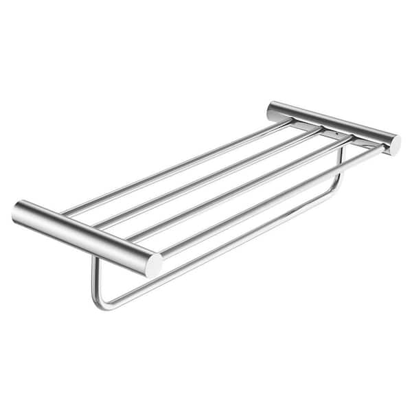 5-Bar Bathroom Towel Rack With 2-Towel Racks, 24 in. Towel Rack With Shelves in Polished Chrome