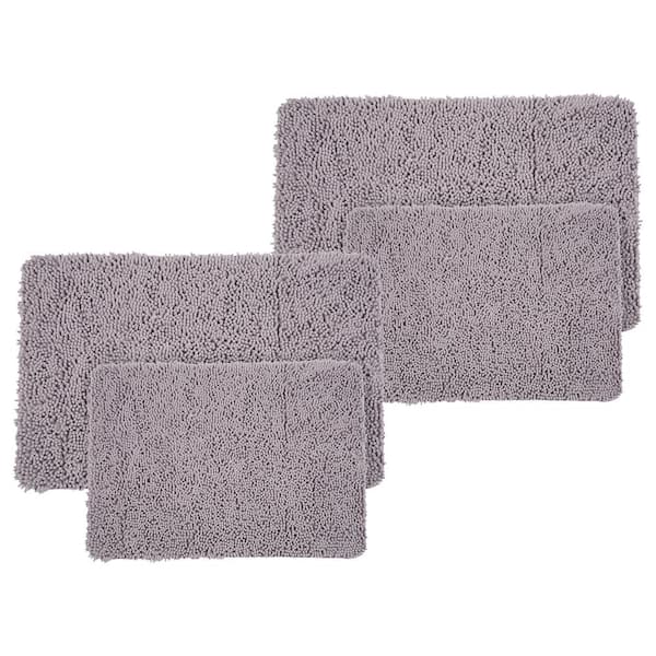 Lavish Home Gray 4-Piece Chenille Bathmat Set with Chenille Shag Top and  Non-Slip Base 67-18-G-2 - The Home Depot