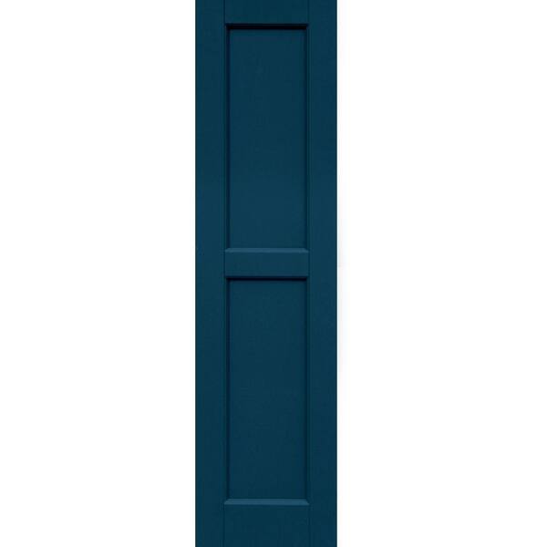 Winworks Wood Composite 12 in. x 47 in. Contemporary Flat Panel Shutters Pair #637 Deep Sea Blue