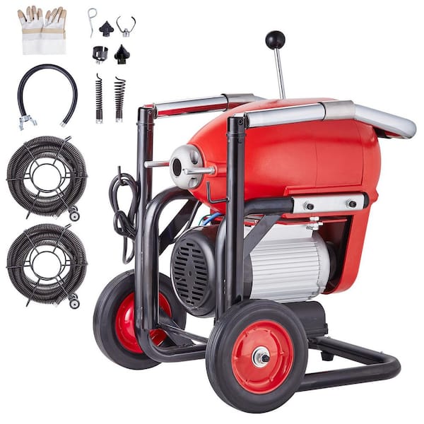 Drain Cleaner Machine 120FT. x 6/5 In., 1100W Electric Sewer Snake Auger Manual Feed-with 6 Cutters and CW/CCW Control
