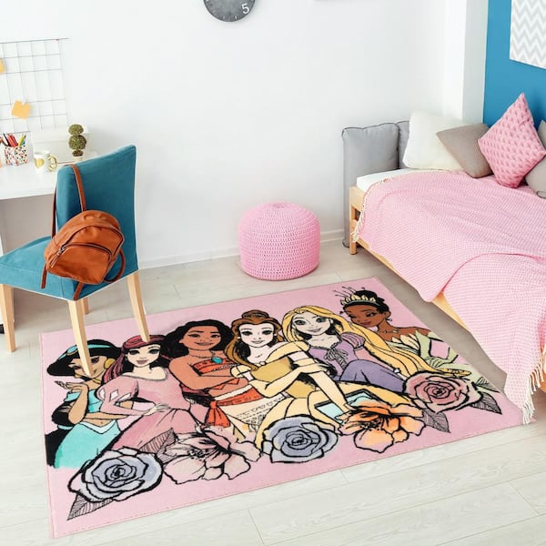 Disney Princess Group Multi-Colored 3 ft. x 5 ft. Indoor Polyester Area Rug  19863 - The Home Depot