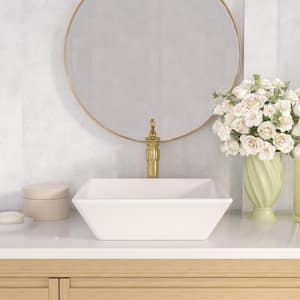 DeerValley Ace Classic Ceramic Square Vessel Sink in White