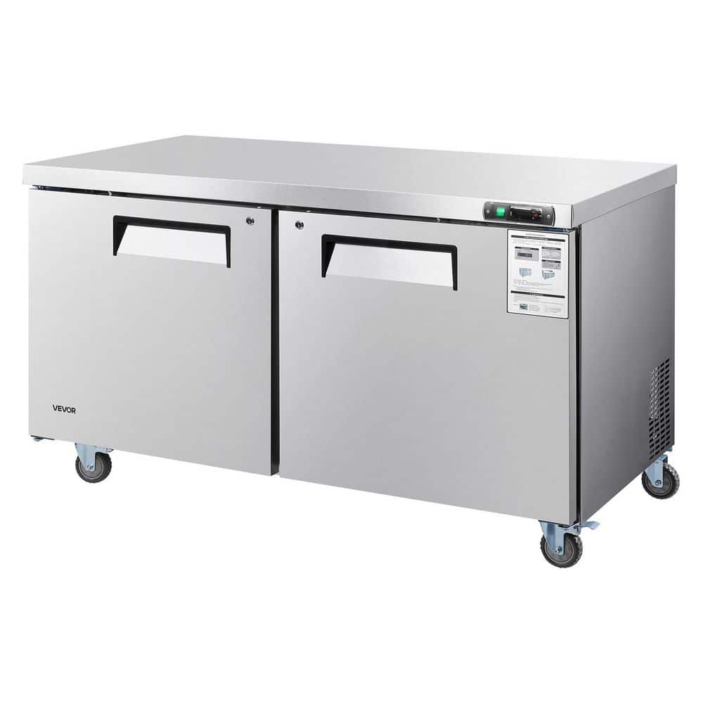 60 in. Commercial Refrigerator Prep Table 14.8 cu. ft. Stainless Steel Sandwich and Salad Prep Station Casters Silver