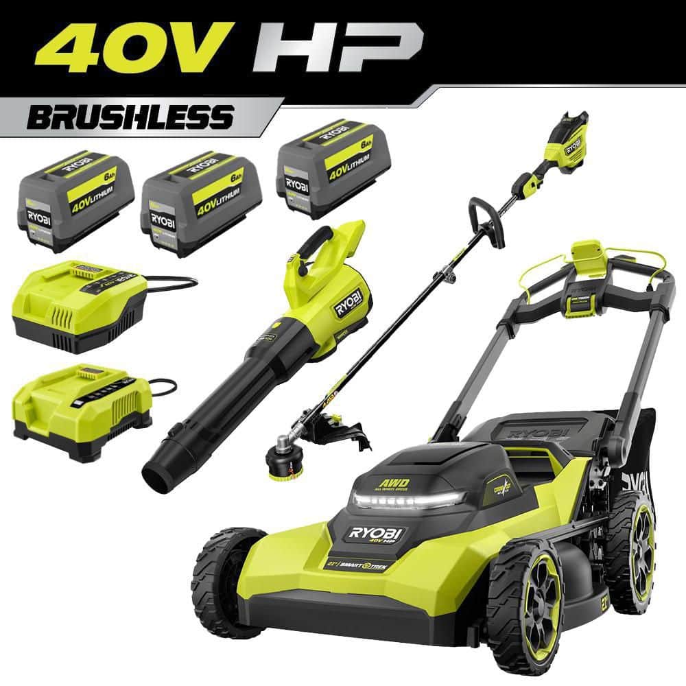 "40V HP 21"" Cordless Self-Propelled All Wheel Drive Mower, Blower, & String Trimmer w/ (3) Batteries & (2) Chargers" price history on PriceWatchPro