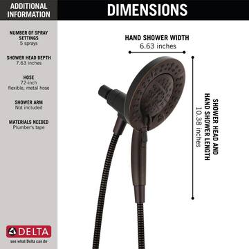 In2ition 5-Spray Patterns 1.75 GPM 6.63 in. Wall Mount Dual Shower Heads in Venetian Bronze
